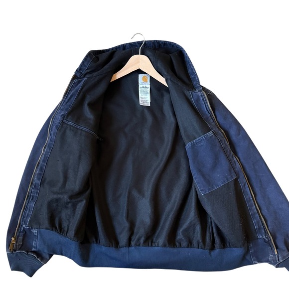 Vintage Carhartt J25 MDT Midnight Blue Faded Workwear Jacket Size M Medium - Picture 2 of 11